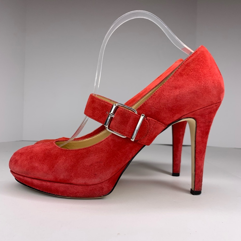 Gianni Bini Red Suede Mary Jane Platform Stilettos